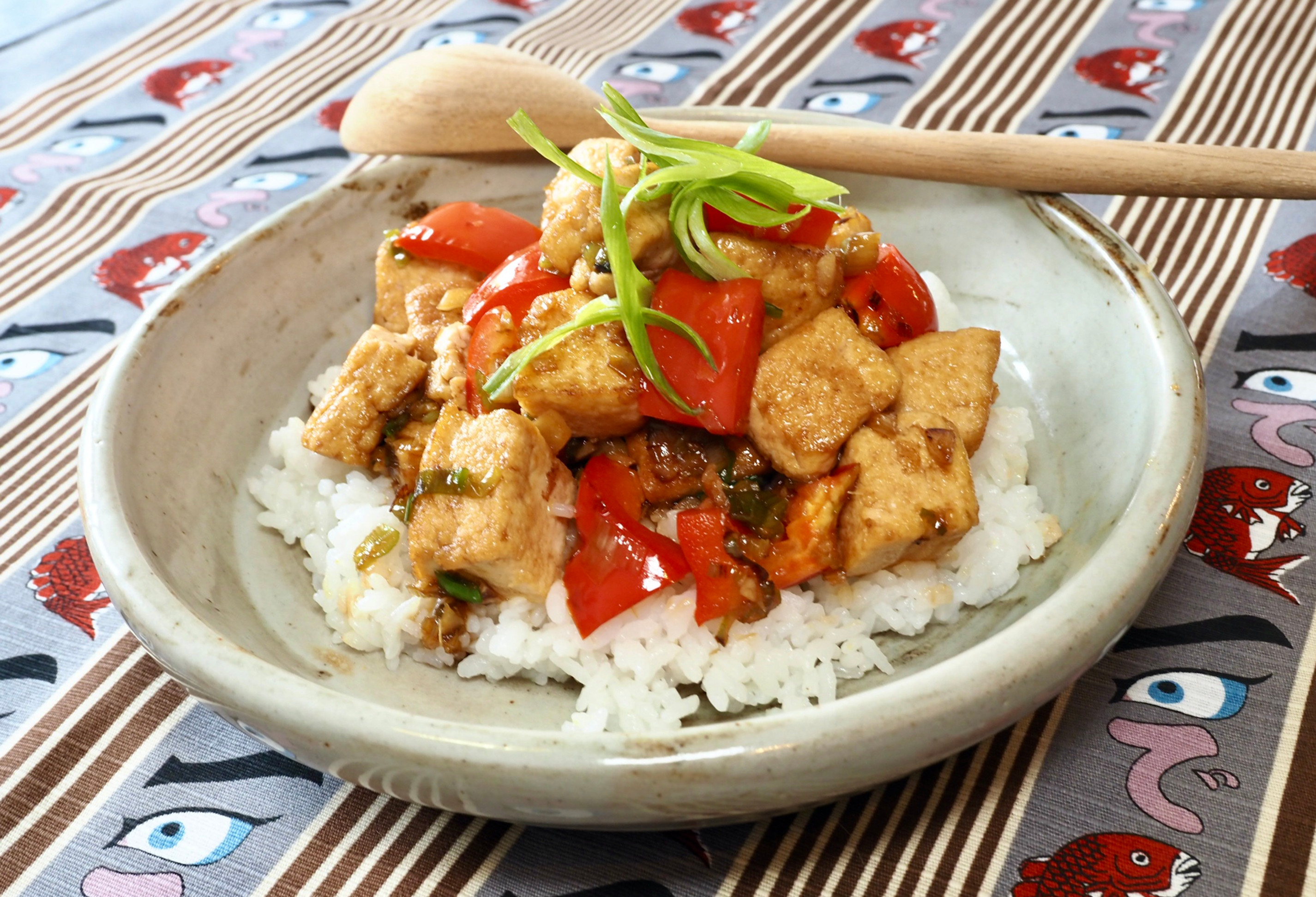 Stir fried Tofu Donburi
